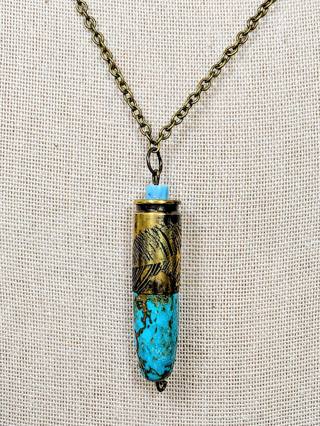 Turquoise Bullet Casing Necklace image 1