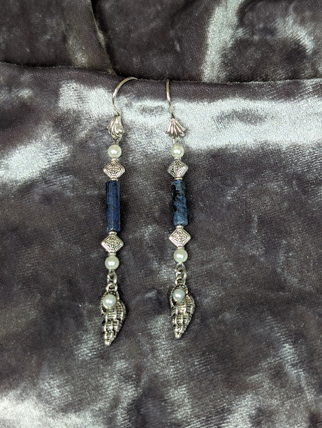 Sodalite and Faux Pearl Earrings image 0