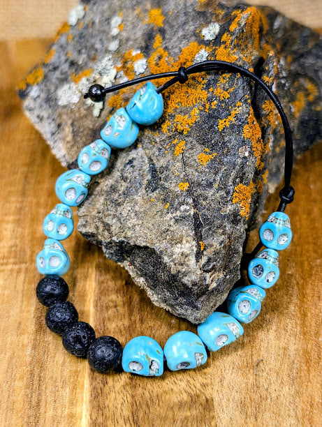Skulls & Lava Rock Bracelet S/M image 1