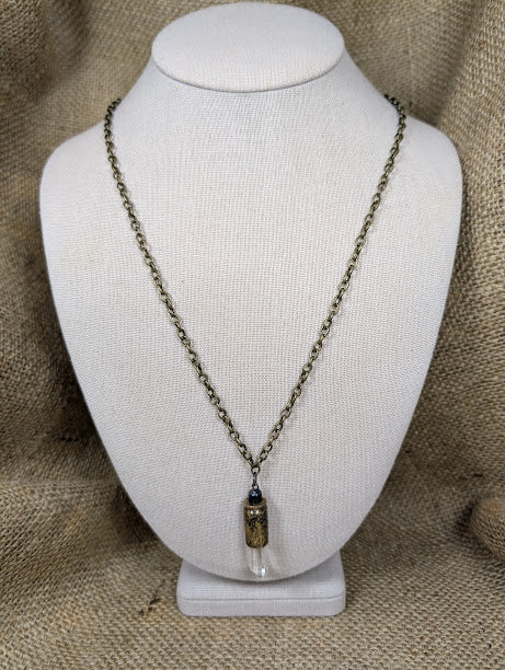 24" Quartz and Bullet Casing Necklace image 0