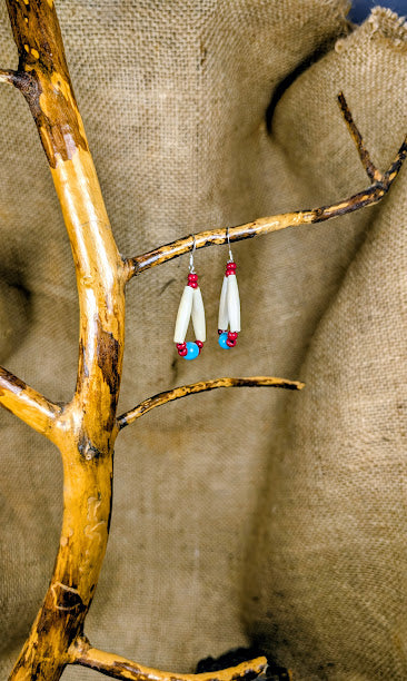 Bone and Turquoise Earrings image 1
