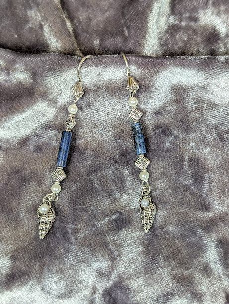 Sodalite and Faux Pearl Earrings image 1