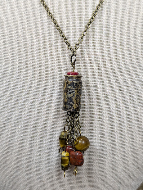 Tigers Eye & Red Jasper Bullet Casing Necklace image 1