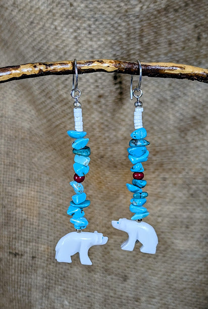 Turquoise and Bear Earrings image 3