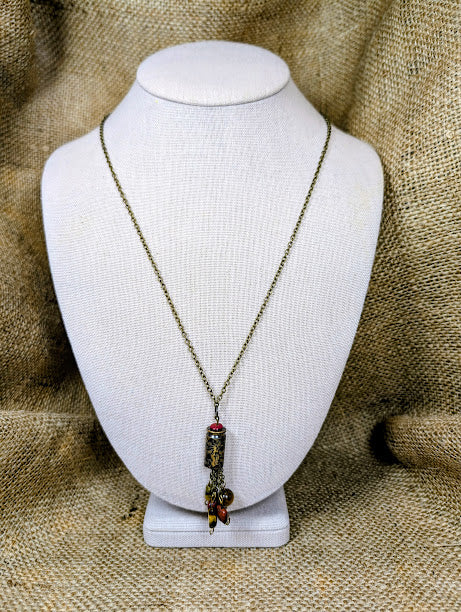 Tigers Eye & Red Jasper Bullet Casing Necklace image 0