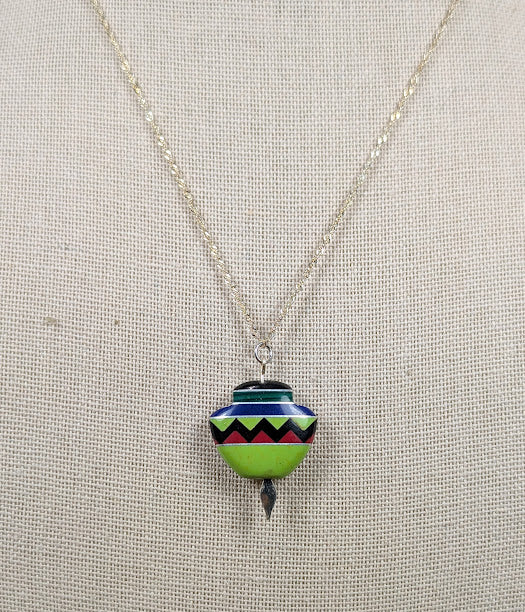 Colorful Pottery Stone Necklace image 1
