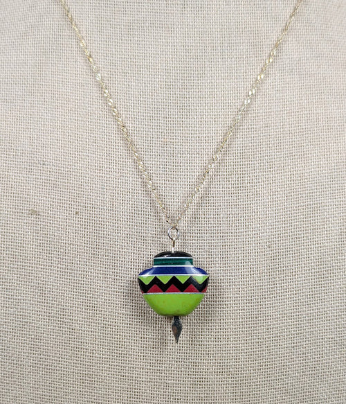 Colorful Pottery Stone Necklace image 1