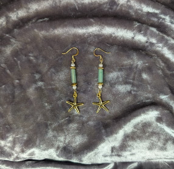 Starfish and Jade Earring image 1