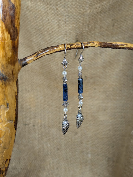 Sodalite and Faux Pearl Earrings image 3