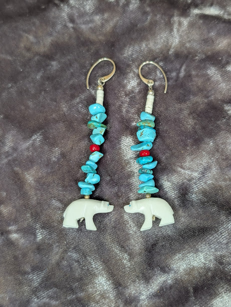 Turquoise and Bear Earrings image 0