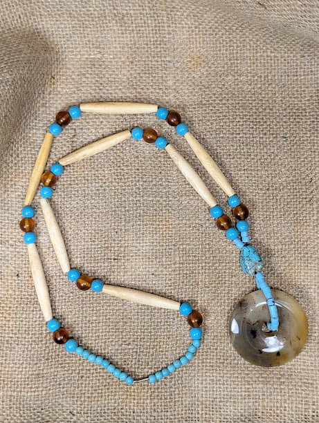 Bone, Turquoise, & Agate Necklace image 2