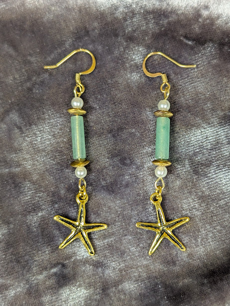 Starfish and Jade Earring image 0