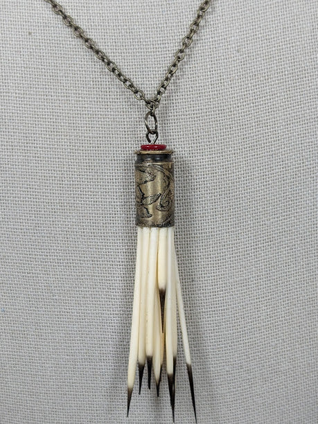 Porcupine Quill and Bullet Casing Necklace image 2