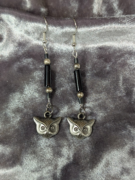 Black Onyx Owl Earrings image 0