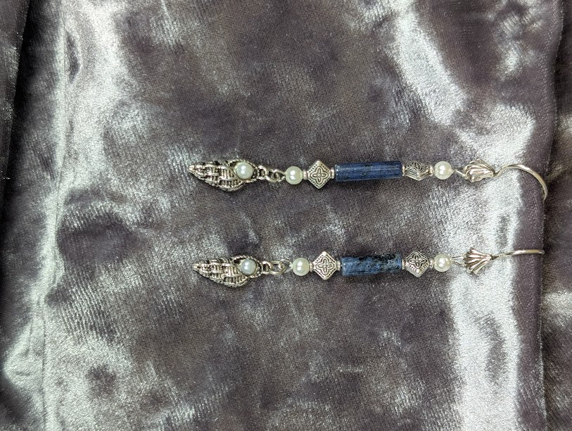 Sodalite and Faux Pearl Earrings image 2