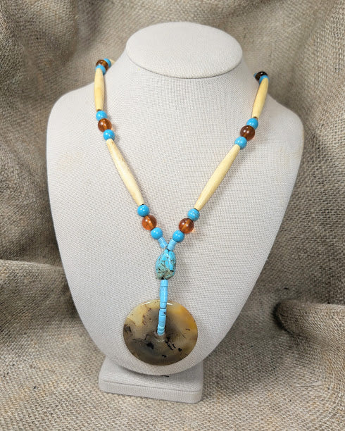 Bone, Turquoise, & Agate Necklace image 0