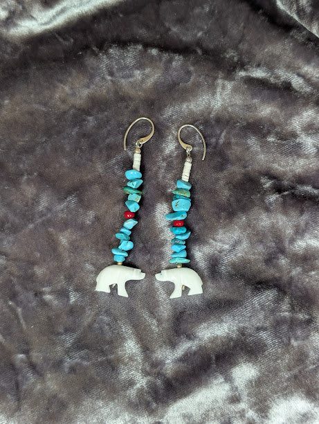 Turquoise and Bear Earrings image 1
