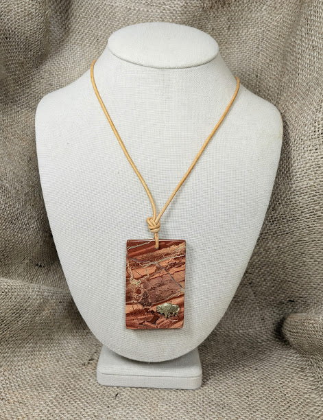 Rhyolite & Buffalo Necklace Jasper Leather Cord image 0