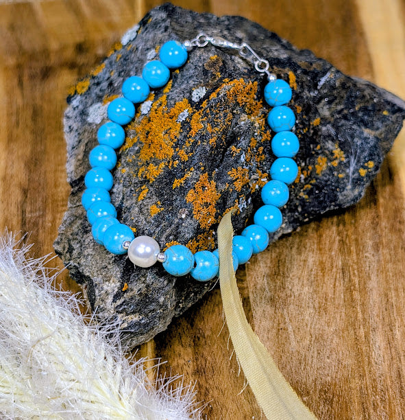 Turquoise & Pearl Bracelet image 0