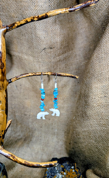 Turquoise and Bear Earrings image 2