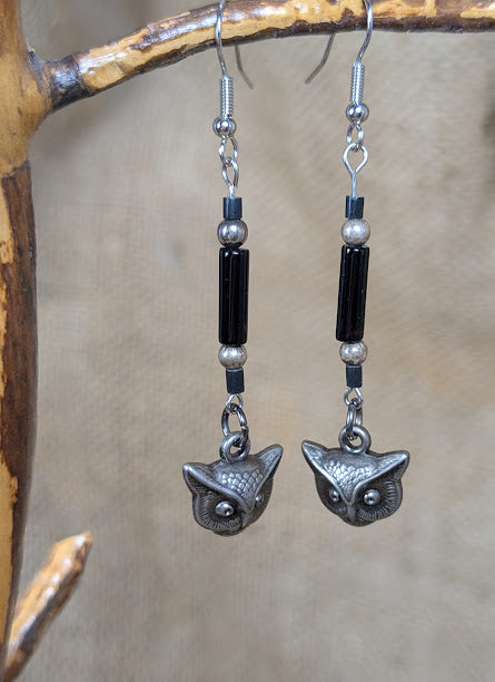 Black Onyx Owl Earrings image 2
