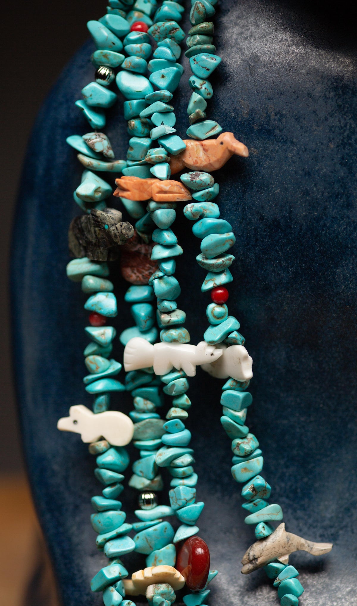 27" Four Strand Turquoise and Fetish Necklace image 3