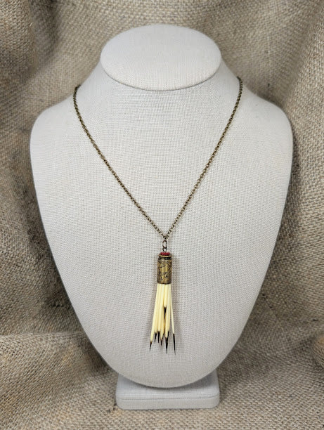 Porcupine Quill and Bullet Casing Necklace image 0