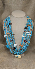 Turquoise fetish  necklace 27" four strand